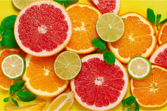 Citrus fruits flat lay