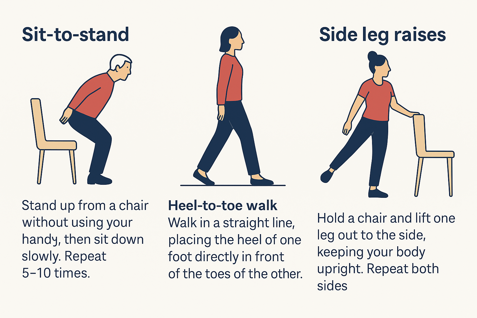 Falls prevention exercises at home